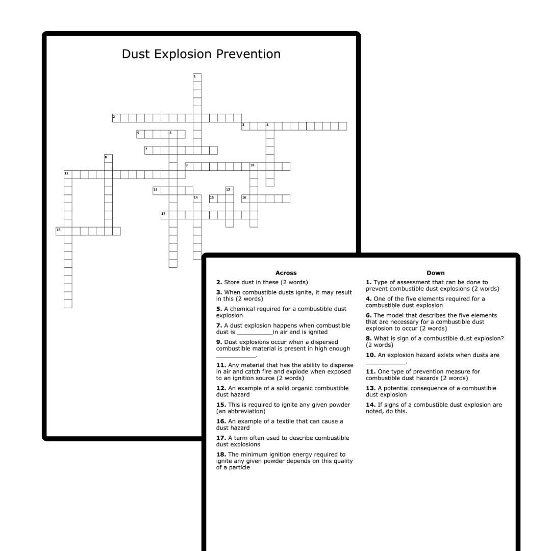 Preventing Explosions Crossword Puzzle Activity